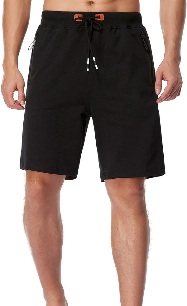 Men'S Shorts Casual Elastic Waist Drawstring Summer Shorts with Zipper Pocket