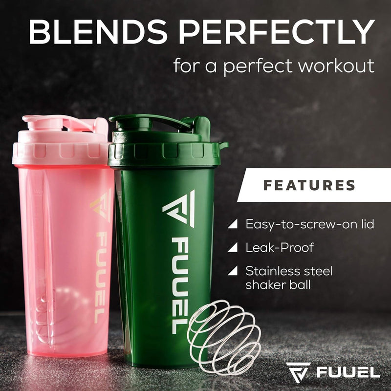 Double Shaker Bottle with Lanyard, 24Oz - Leak Proof Mixer Cup with Stainless Steel Blending Ball - Mixing Bottles for Protein Shakes - Premium Fitness Accessories (Navy & Purple) - elev8life