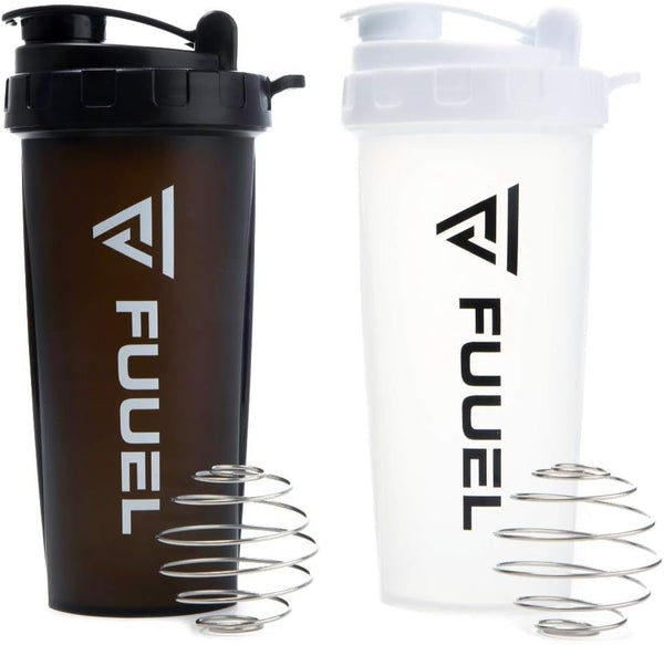 Double Shaker Bottle with Lanyard, 24Oz - Leak Proof Mixer Cup with Stainless Steel Blending Ball - Mixing Bottles for Protein Shakes - Premium Fitness Accessories (Navy & Purple) - elev8life