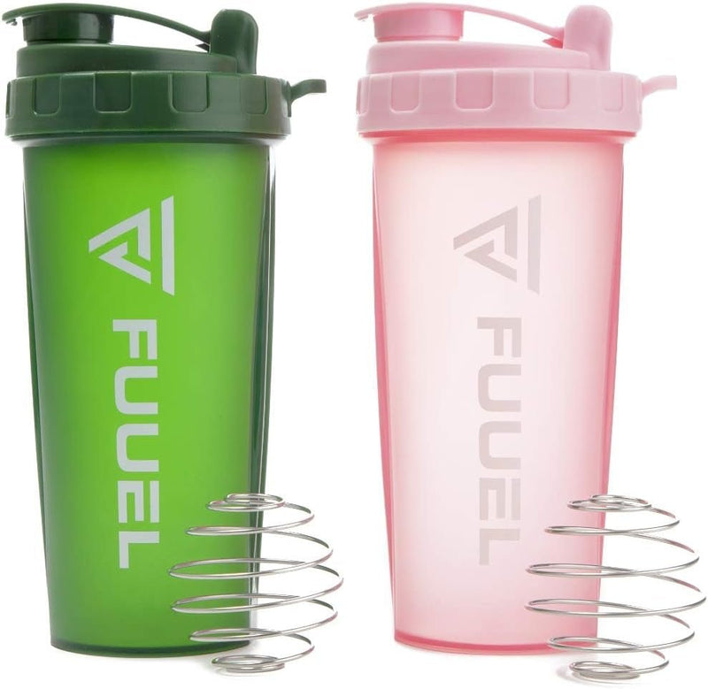 Double Shaker Bottle with Lanyard, 24Oz - Leak Proof Mixer Cup with Stainless Steel Blending Ball - Mixing Bottles for Protein Shakes - Premium Fitness Accessories (Navy & Purple) - elev8life