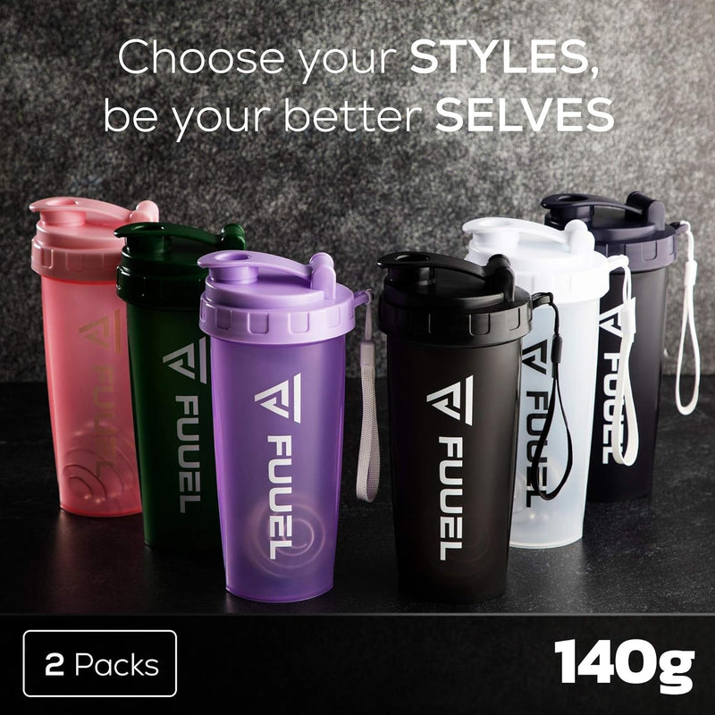 Double Shaker Bottle with Lanyard, 24Oz - Leak Proof Mixer Cup with Stainless Steel Blending Ball - Mixing Bottles for Protein Shakes - Premium Fitness Accessories (Navy & Purple) - elev8life