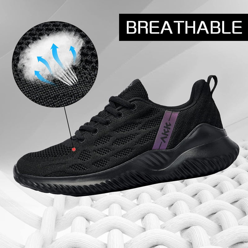 Womens Running Shoes Memory Foam Tennis Shoes Black Walking Shoes Sport Workout Sneakers for Gym Jogging Nurses Comfortable Size 9