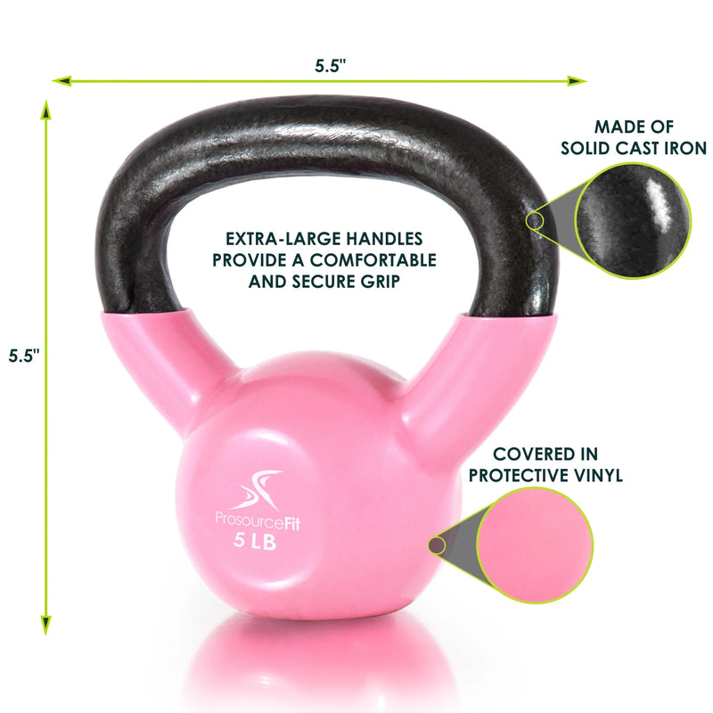 Vinyl Coated Cast Iron Kettlebells Color Coded 5 - 45 Lb