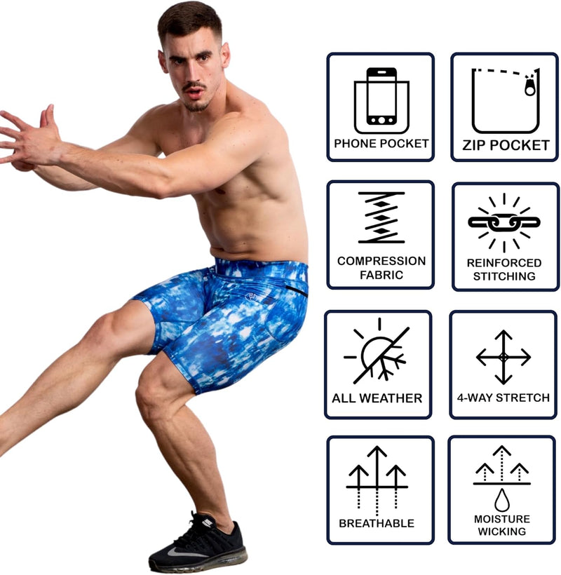 Men'S Compression Shorts with Pockets (Blizzard, Large)