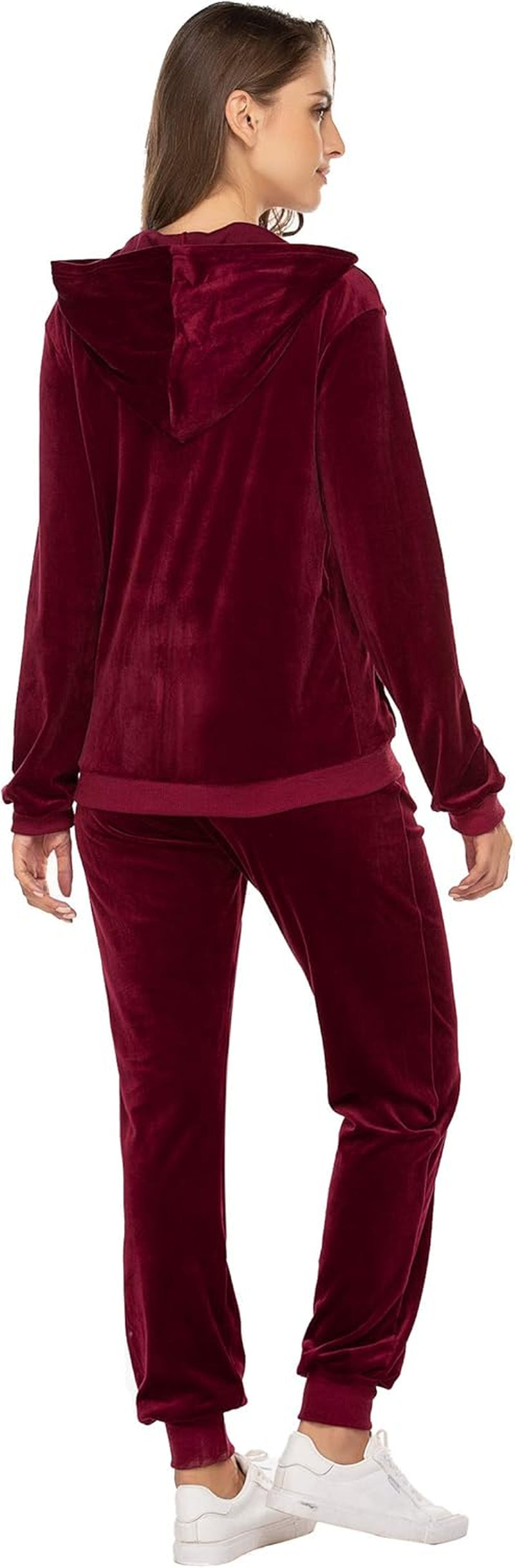 Womens Casual Velour Tracksuit Set Full Zipper Hoodie Workout Pants Velvet Sweatsuit Jogging Suits XS-XXL