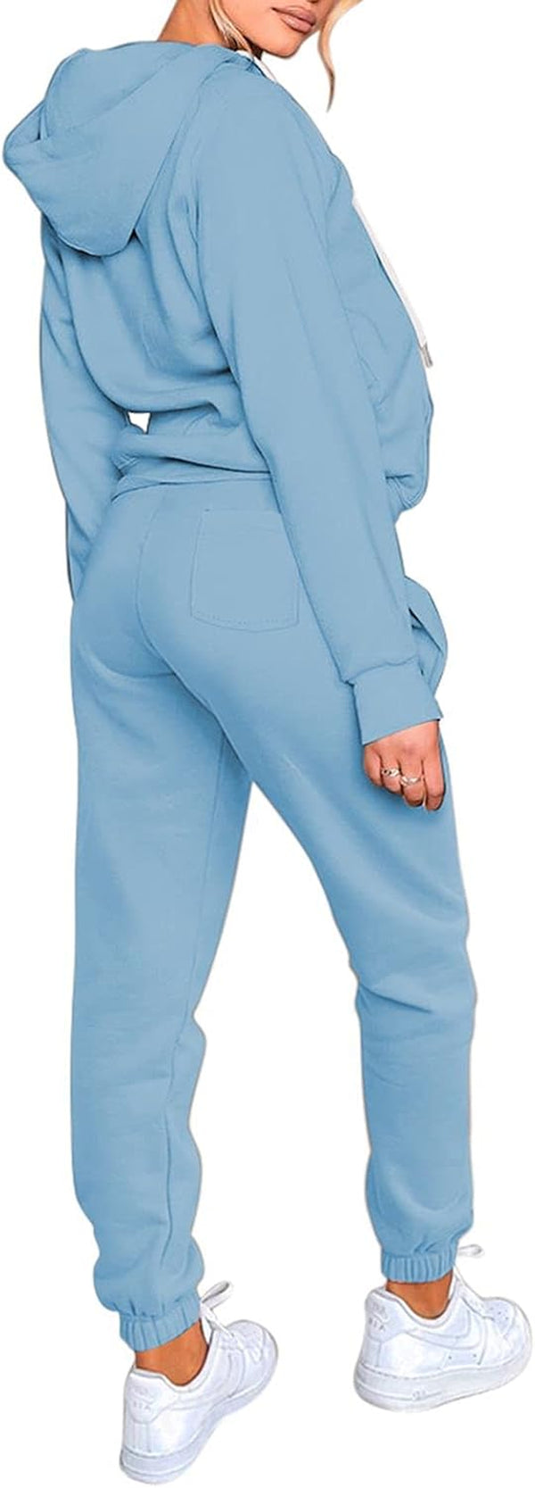Womens Tracksuit Zip up Hoodie Sweatsuits 2 Pieces Jogger Sets with Pockets