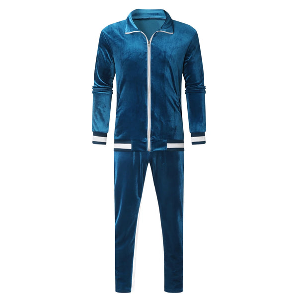 d Color Block Suits for Men Tracksuit 2 Piece Set Activewear Full Zip Warm Tracksuit Sports Set Casual Sweat Suit Athletic Jogging Sport Sweatsuit