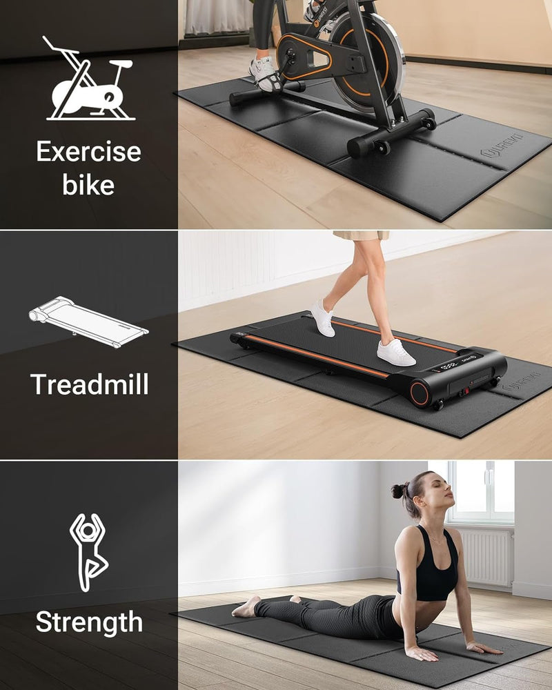 Foldable Treadmill Mat, Exercise Bike Mats for Home Gym Workout, Waterproof Non - Slip Exercise Equipment Mat Floor Protector for Indoor Cycles, Rowing Machine, Elliptical - elev8life