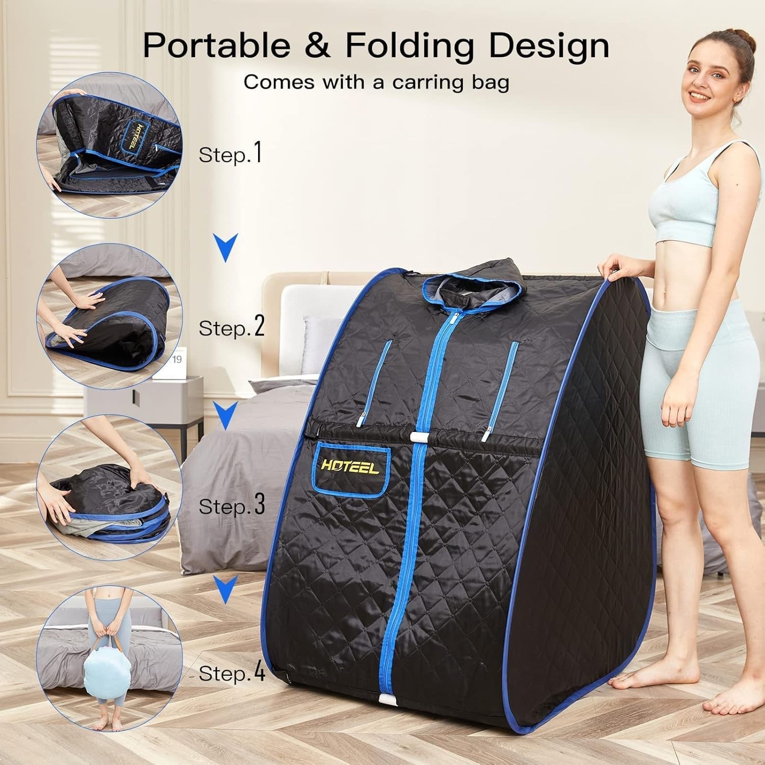 Home Portable Sauna, Personal Steam Sauna for Home SPA, 2.68L & 1000W Steam Generator - elev8life