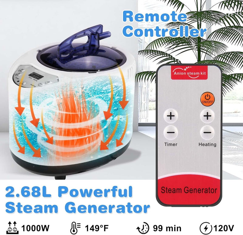 Home Portable Sauna, Personal Steam Sauna for Home SPA, 2.68L & 1000W Steam Generator - elev8life