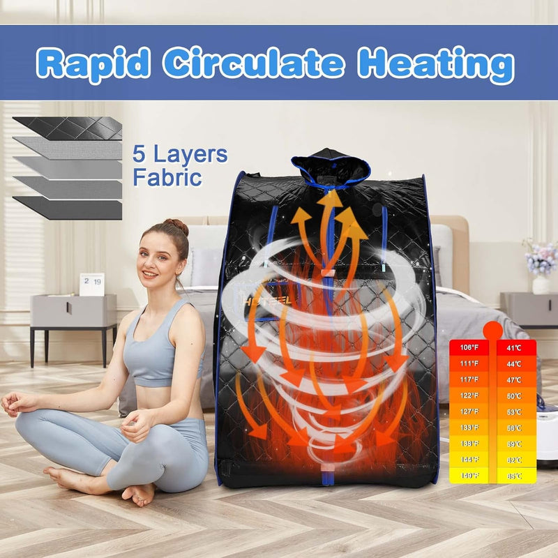 Home Portable Sauna, Personal Steam Sauna for Home SPA, 2.68L & 1000W Steam Generator - elev8life