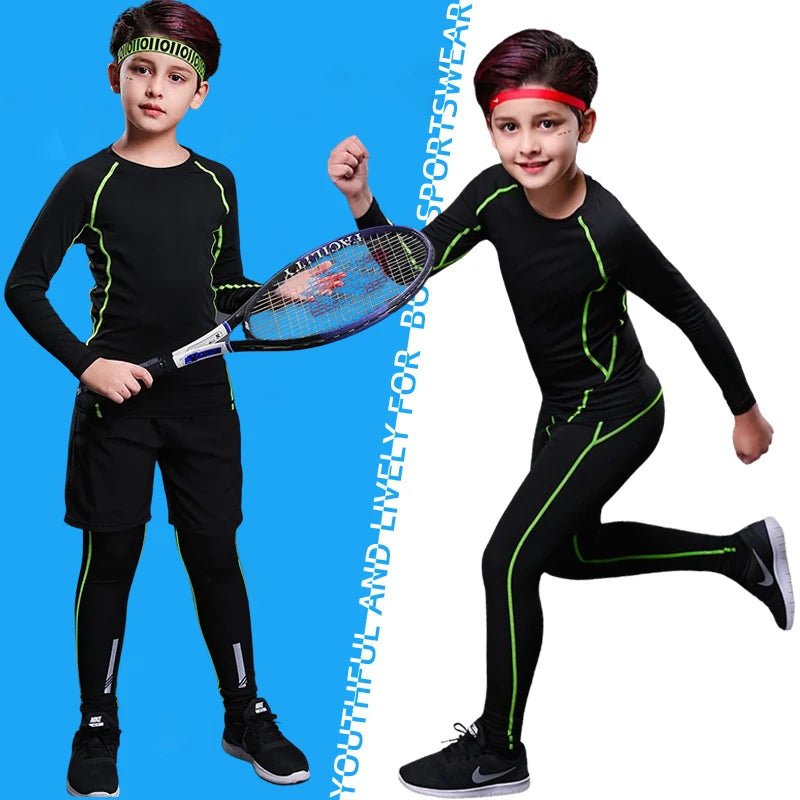 Kids’ Compression Sportswear Set – Boys’ Fitness Tracksuit for Running & Basketball - elev8life