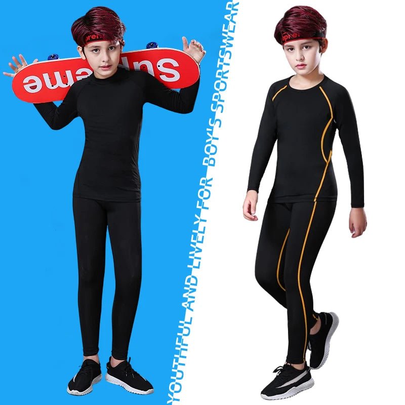 Kids’ Compression Sportswear Set – Boys’ Fitness Tracksuit for Running & Basketball - elev8life