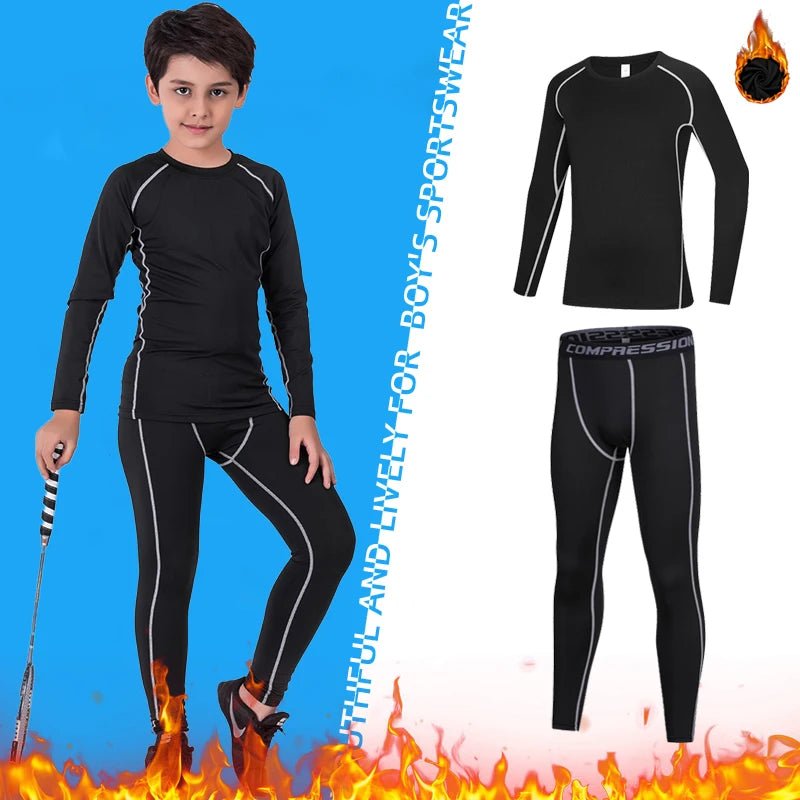 Kids’ Compression Sportswear Set – Boys’ Fitness Tracksuit for Running & Basketball - elev8life