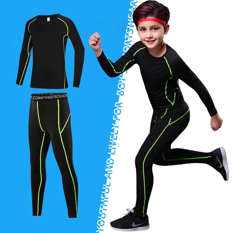 Kids’ Compression Sportswear Set – Boys’ Fitness Tracksuit for Running & Basketball - elev8life