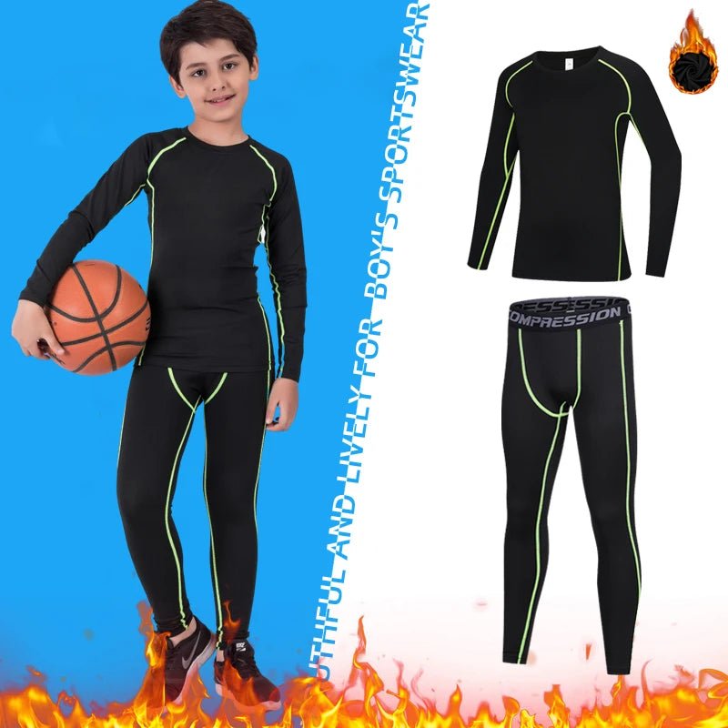 Kids’ Compression Sportswear Set – Boys’ Fitness Tracksuit for Running & Basketball - elev8life