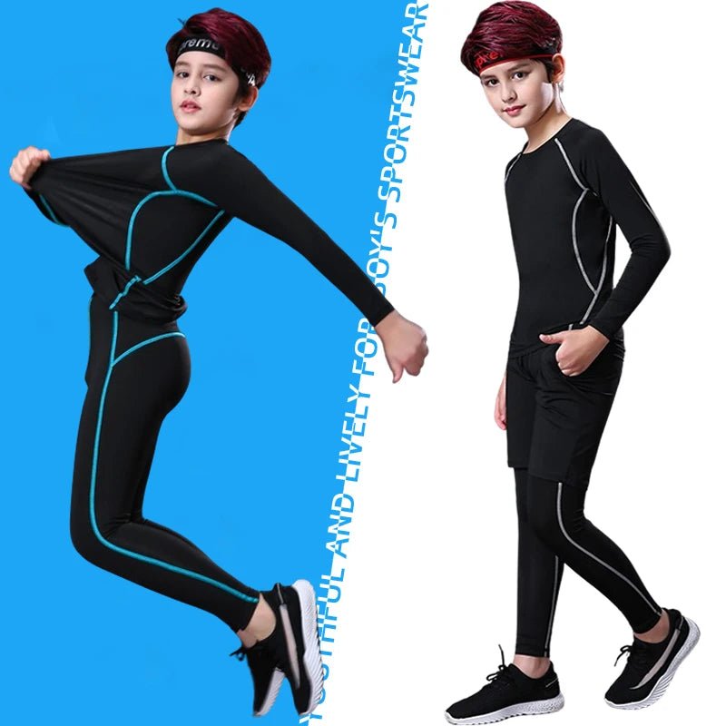 Kids’ Compression Sportswear Set – Boys’ Fitness Tracksuit for Running & Basketball - elev8life