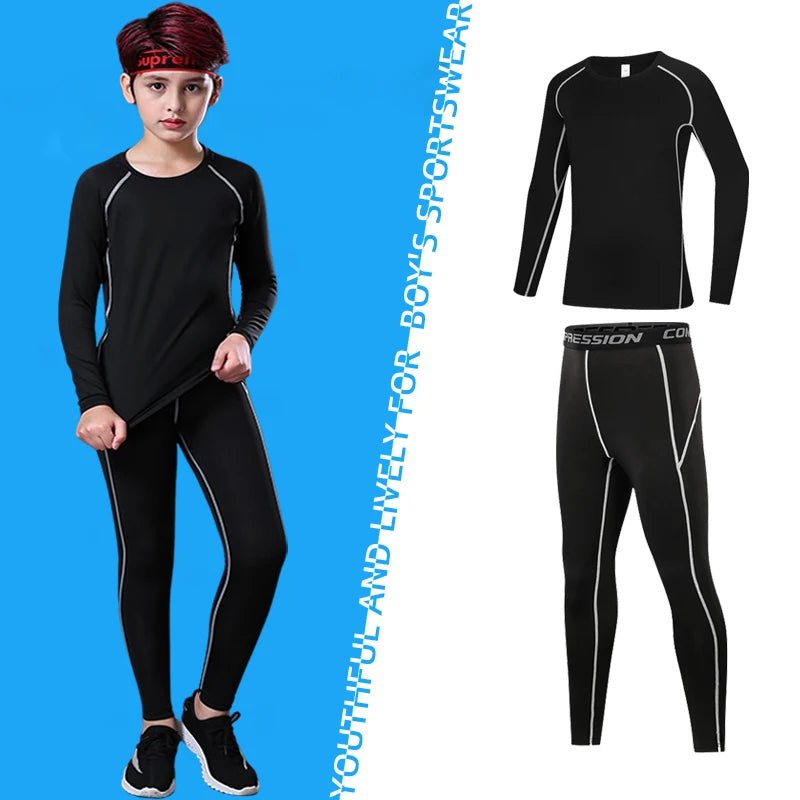 Kids’ Compression Sportswear Set – Boys’ Fitness Tracksuit for Running & Basketball - elev8life