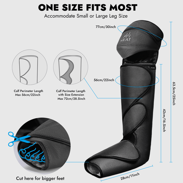 Leg and Foot Massager for Circulation with Knee Heat, Handheld Controller with Multiple Massage, - elev8life