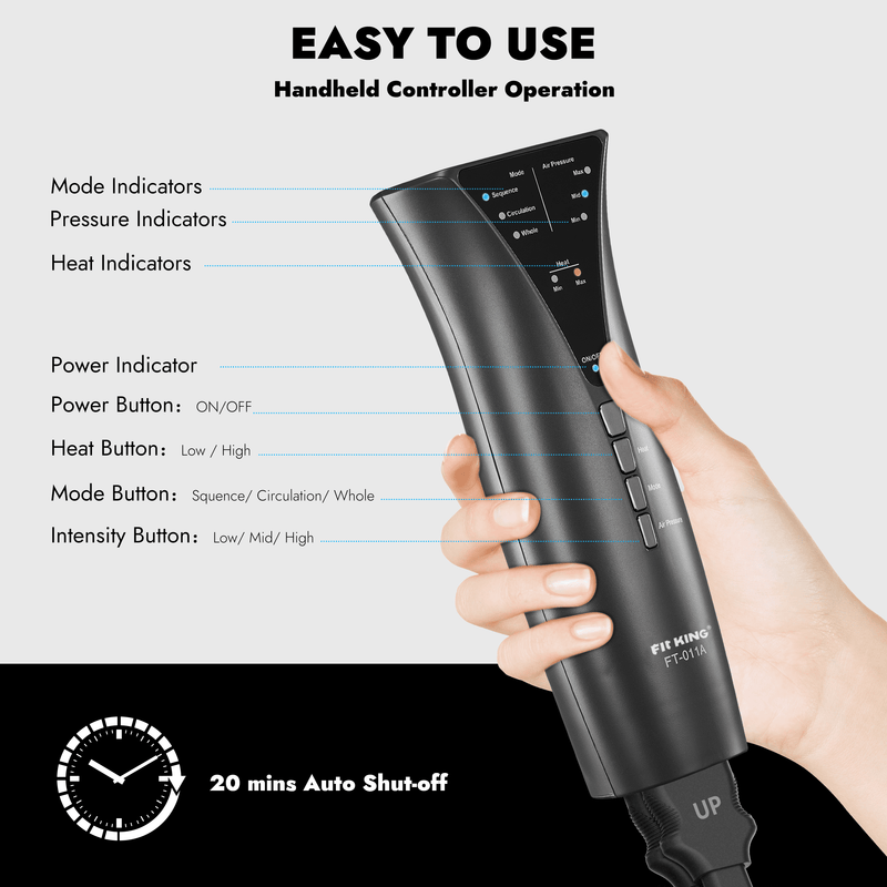 Leg and Foot Massager for Circulation with Knee Heat, Handheld Controller with Multiple Massage, - elev8life