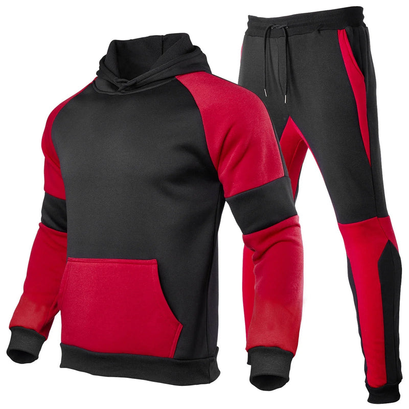 Men’s 2 Piece Color Block Tracksuit – Hoodie & Jogger Sweatpants Set - elev8life