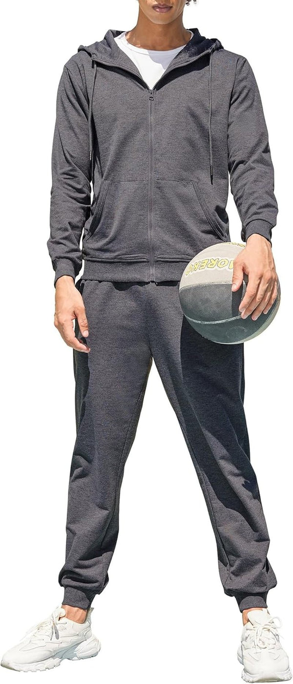 Men’s 2 Piece Sweatsuit – Full Zip Hoodie & Sweatpants Tracksuit (S–4XL) - elev8life