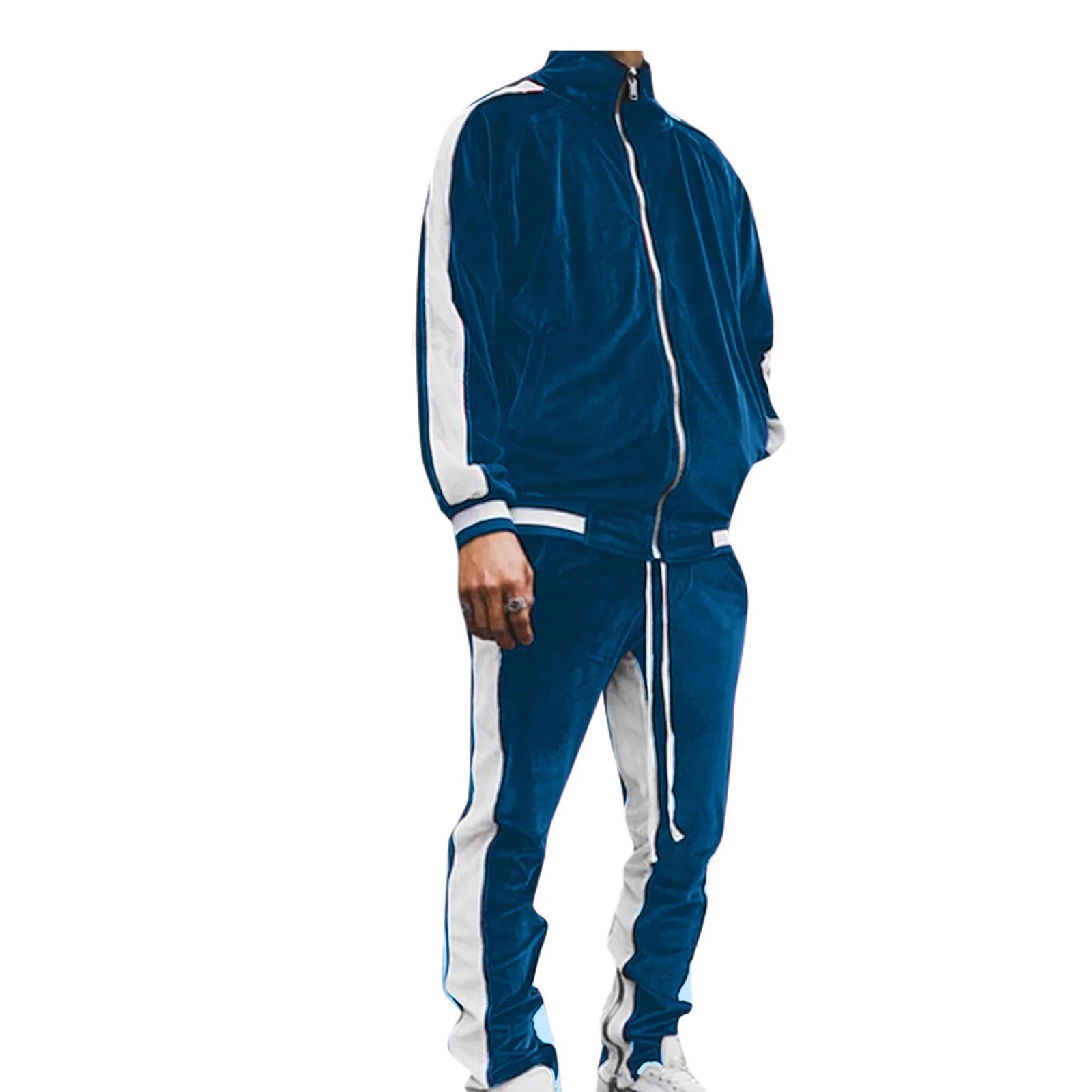 Men’s Color Block Tracksuit – 2 Piece Full Zip Hoodie & Jogger Set - elev8life