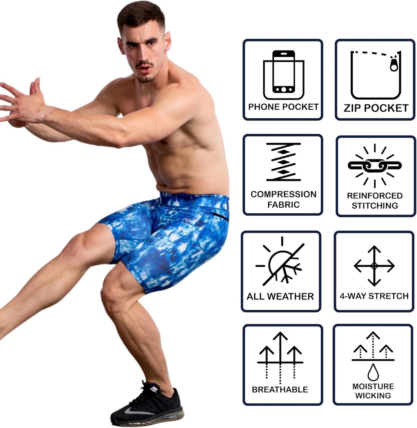Men'S Compression Shorts with Pockets (Blizzard, Large) - elev8life