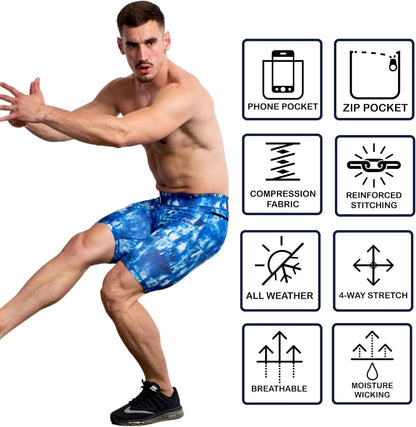 Men'S Compression Shorts with Pockets (Blizzard, Large) - elev8life