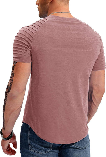 Men'S Muscle T-Shirts Fashion Tee Short Sleeve Athletic Workout Gym Slim Fit T Shirts for Men - elev8life