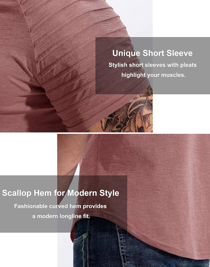 Men'S Muscle T-Shirts Fashion Tee Short Sleeve Athletic Workout Gym Slim Fit T Shirts for Men - elev8life