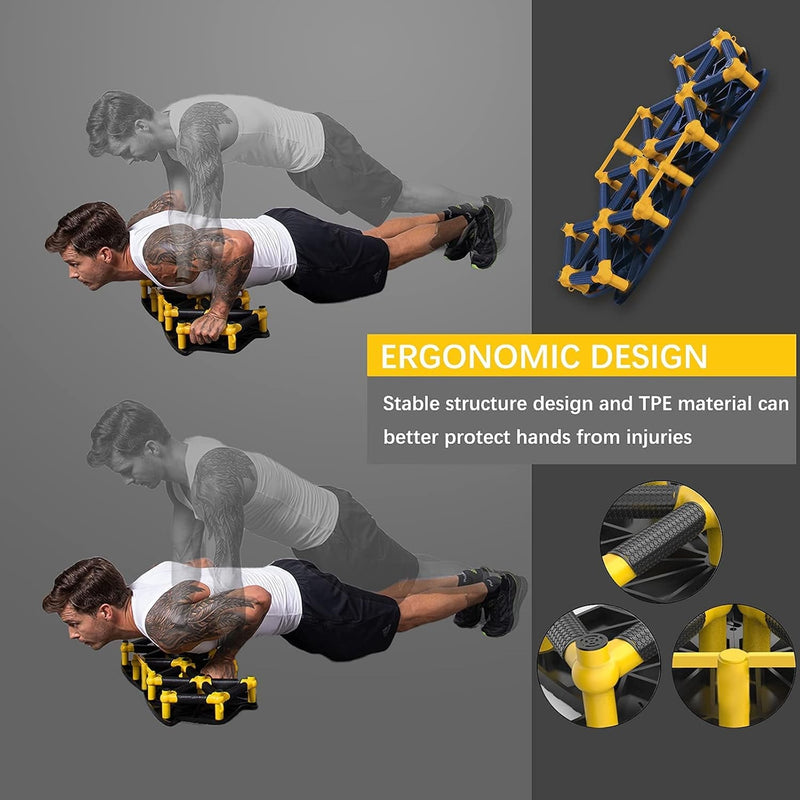 Portable Home Gym with 18 Exercise Accessories Including Fitness Board,Resistance Bands,Ab Roller Wheel and More,Full Body Workout System Suitable for Training Muscle and Burning Fat(Yellow) - elev8life