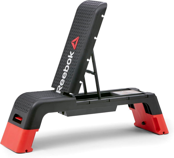 Professional 47 - Inch Long Multi - Purpose Aerobic, Cardio, and Strength Challenging Home Fitness Deck Bench, Black - elev8life