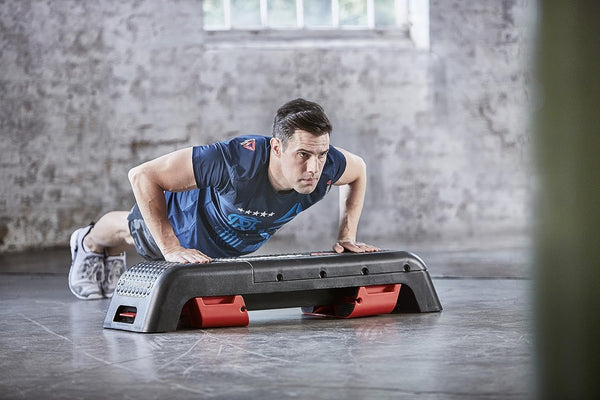 Professional 47 - Inch Long Multi - Purpose Aerobic, Cardio, and Strength Challenging Home Fitness Deck Bench, Black - elev8life