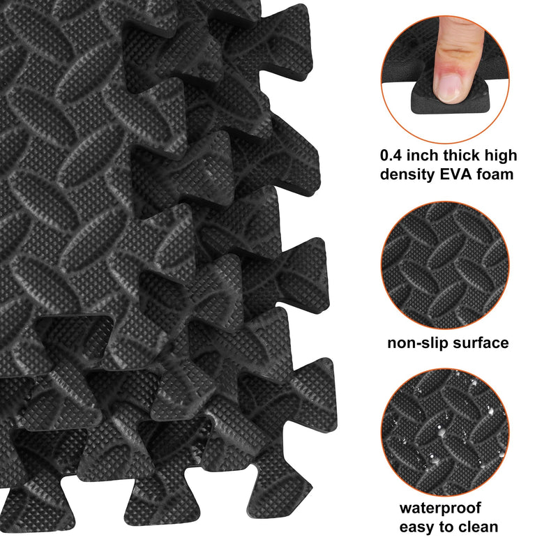 Puzzle Exercise Mats 12/24 - Pack EVA Foam Interlocking Workout Mat EVA Foam Interlocking Tiles for Protective, Exercise Equipment Mat for Gyms, Yoga, Outdoor Workouts, Kids - elev8life