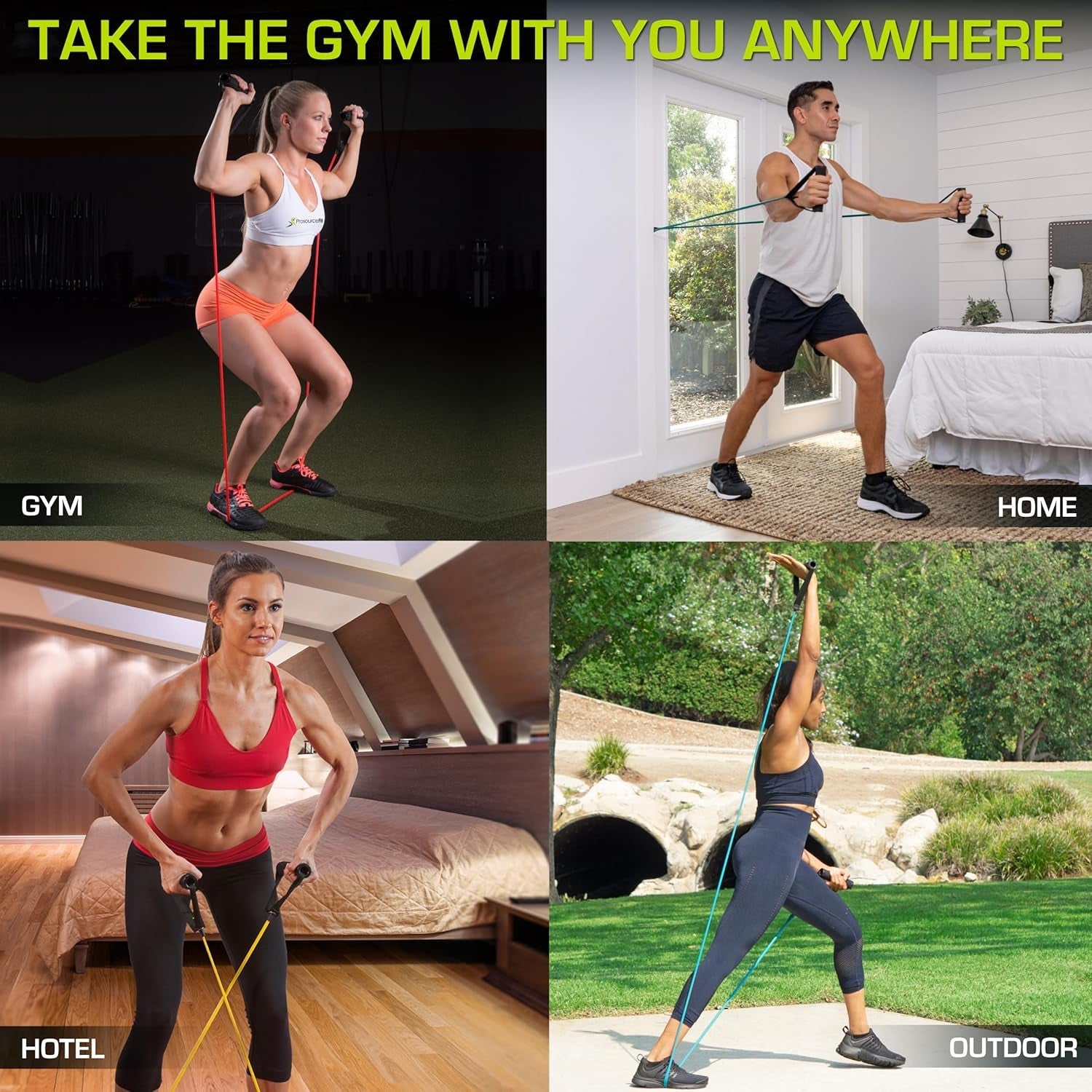 Single Stackable Resistance Bands with Door Anchor and Exercise Guide, 5 - 8 LB, Heavy Duty - elev8life