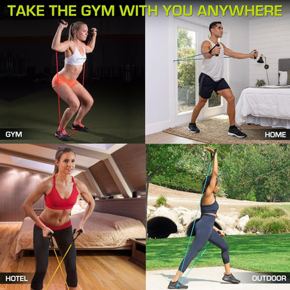 Single Stackable Resistance Bands with Door Anchor and Exercise Guide, 5 - 8 LB, Heavy Duty - elev8life