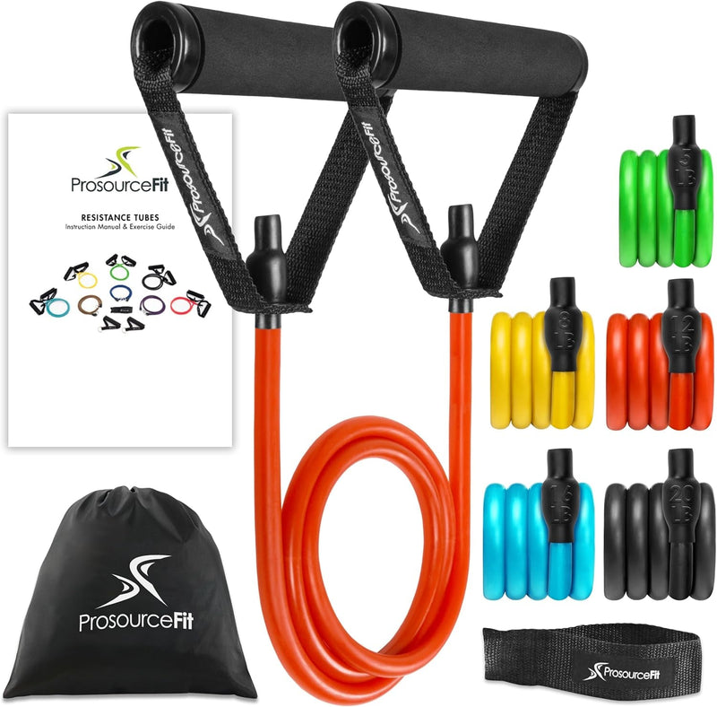 Single Stackable Resistance Bands with Door Anchor and Exercise Guide, 5 - 8 LB, Heavy Duty - elev8life