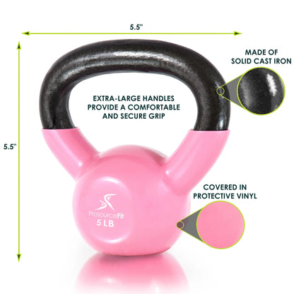 Vinyl Coated Cast Iron Kettlebells Color Coded 5 - 45 Lb - elev8life