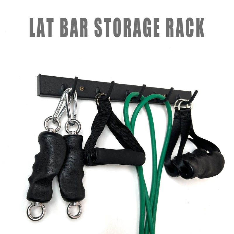 Wall Mounted Lat Pull down Bar Organizer with Hooks, Home Gym Attachment Storage Rack for Lat Pulldown Attachments - elev8life