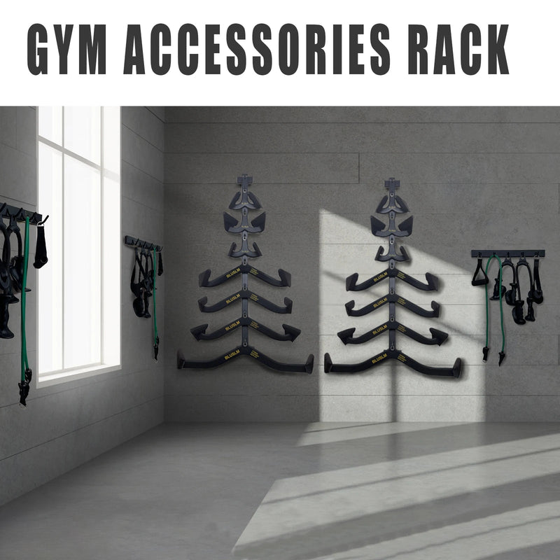 Wall Mounted Lat Pull down Bar Organizer with Hooks, Home Gym Attachment Storage Rack for Lat Pulldown Attachments - elev8life