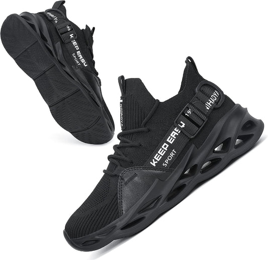 Women’s Black Sneakers – Lightweight Non - Slip Walking Shoes - elev8life