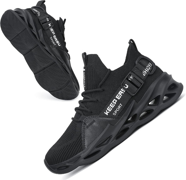 Women’s Black Sneakers – Lightweight Non - Slip Walking Shoes - elev8life