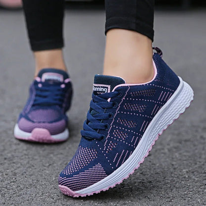 Women’s Fashion Flat Sneakers – Comfortable Mesh Walking Vulcanized Shoes - elev8life