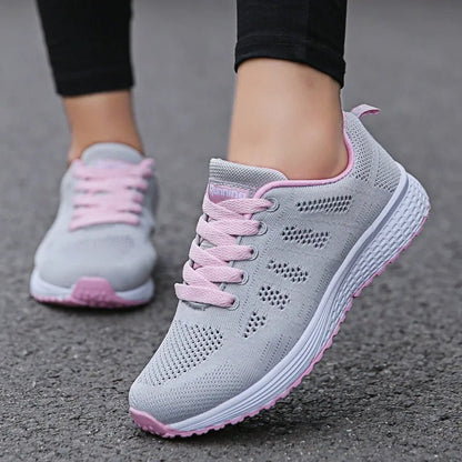Women’s Fashion Flat Sneakers – Comfortable Mesh Walking Vulcanized Shoes - elev8life