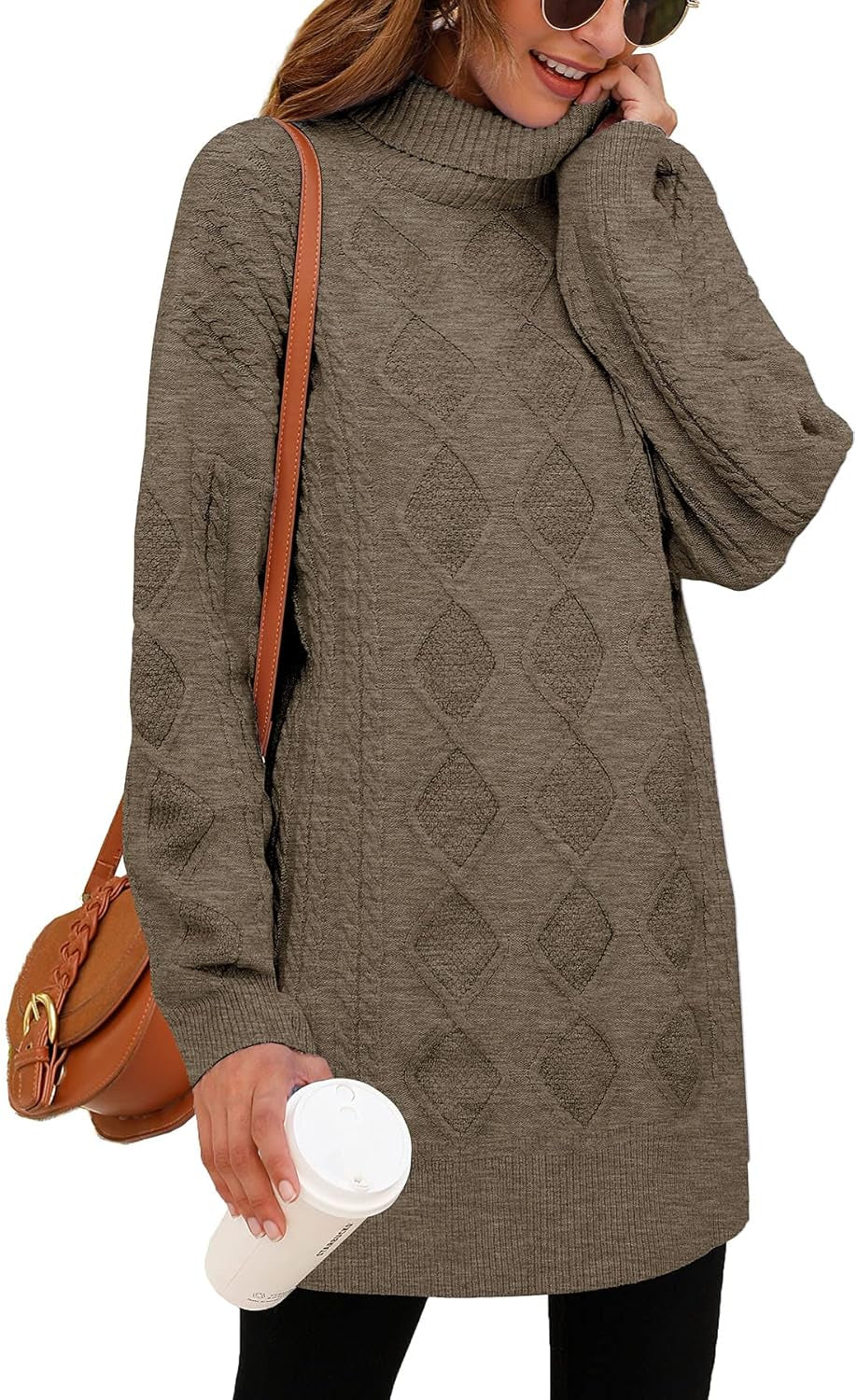 Women’s Oversized Chunky Knit Turtleneck Sweater – Cozy Winter Pullover - elev8life