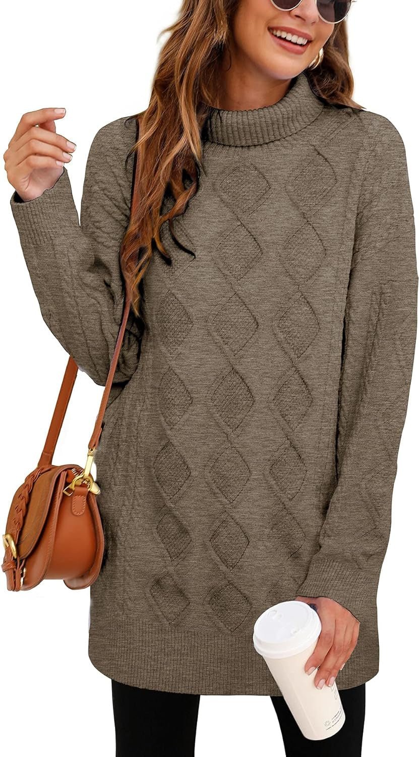 Women’s Oversized Chunky Knit Turtleneck Sweater – Cozy Winter Pullover - elev8life