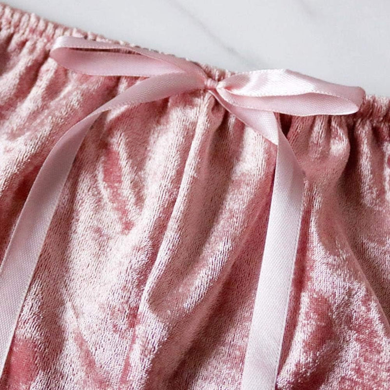 Women’s Velvet 2 Piece Outfit – Crop Top & Shorts Pajama Set - elev8life
