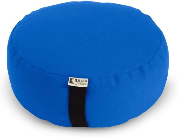 Zafu Meditation Cushion - round - Handcrafted in the USA with Organic Materials - Zipper Cover for Easy Cleaning - Filled with 100% Organic Natural Buckwheat - Organic Cotton Cobalt Blue - elev8life