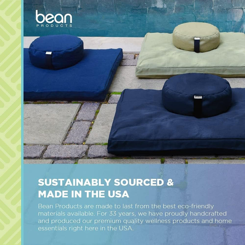 Zafu Meditation Cushion - round - Handcrafted in the USA with Organic Materials - Zipper Cover for Easy Cleaning - Filled with 100% Organic Natural Buckwheat - Organic Cotton Cobalt Blue - elev8life